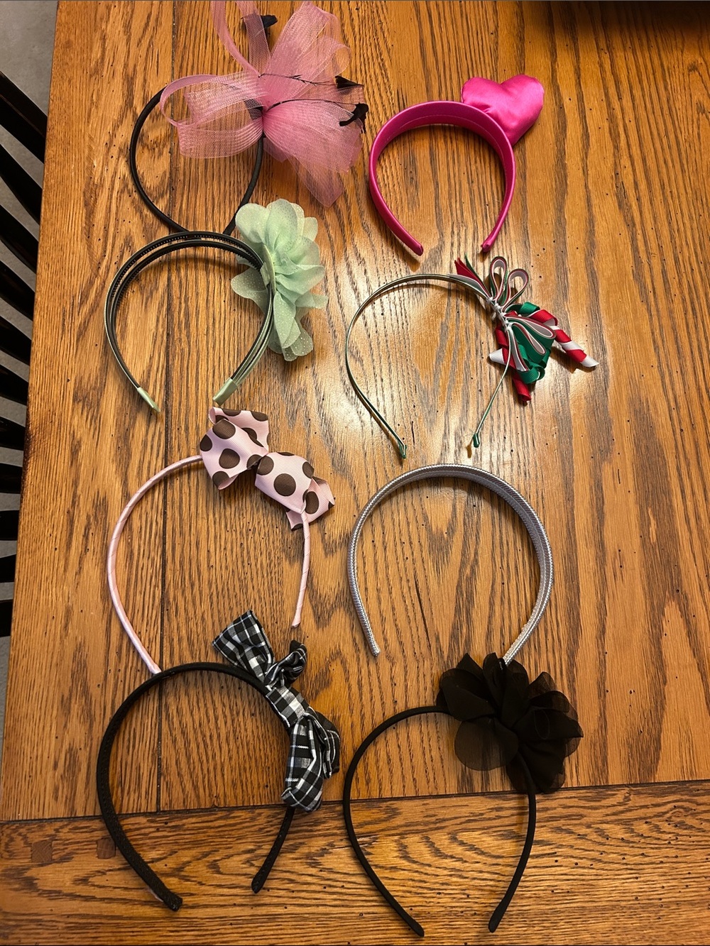 Assorted Decorative Headbands - Pink, Black, Green, Gray, Polka Dot